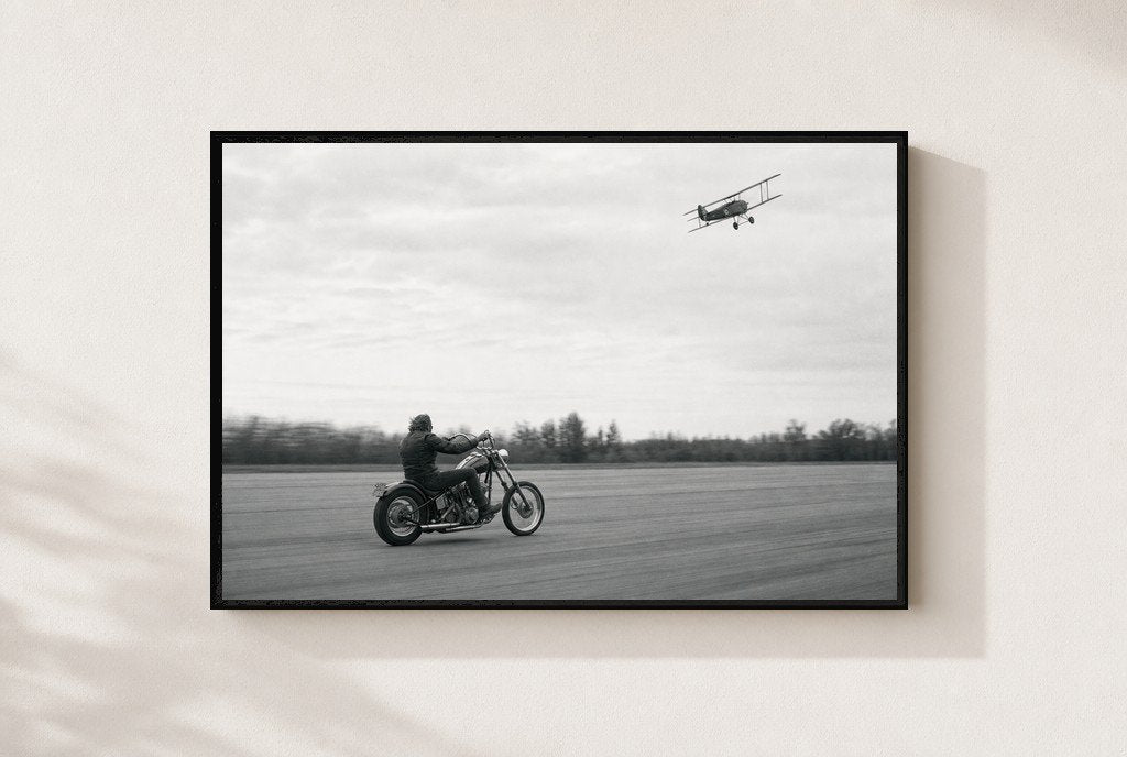 Biplane and Chrome, framed
