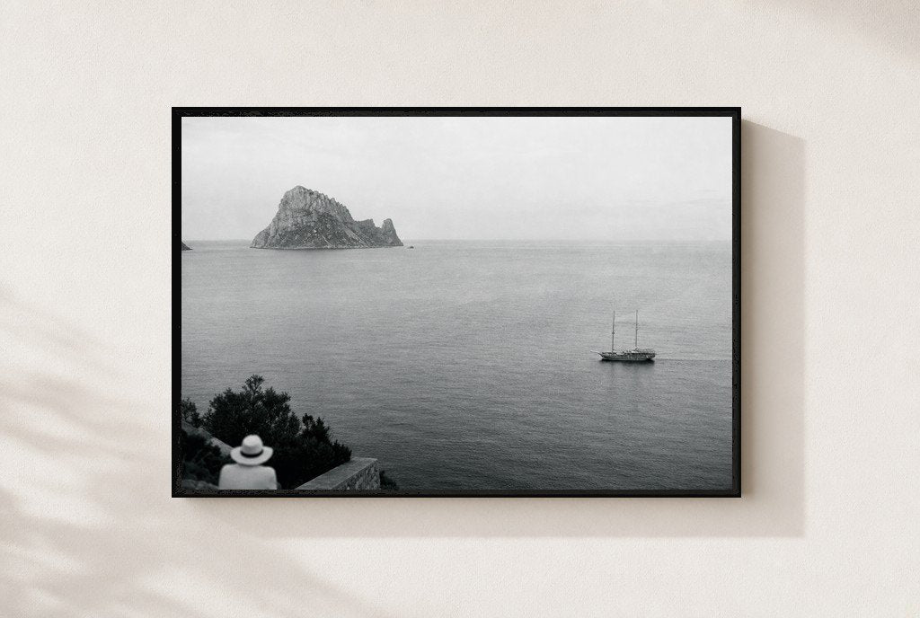 Watching the Far Rock, framed