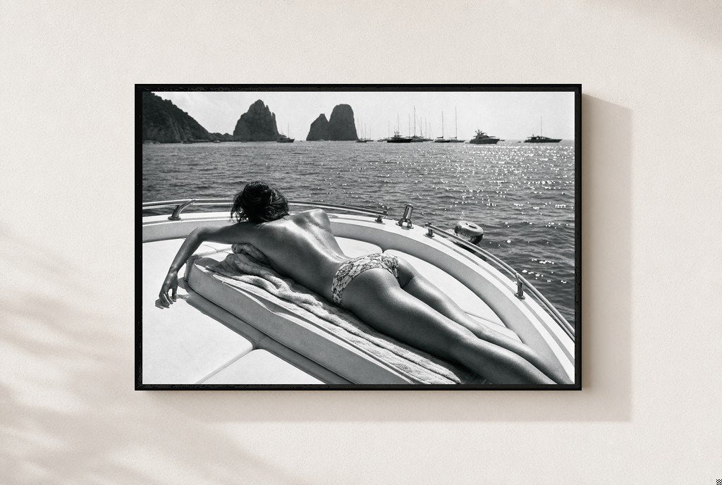 Anchored Off Capri, framed