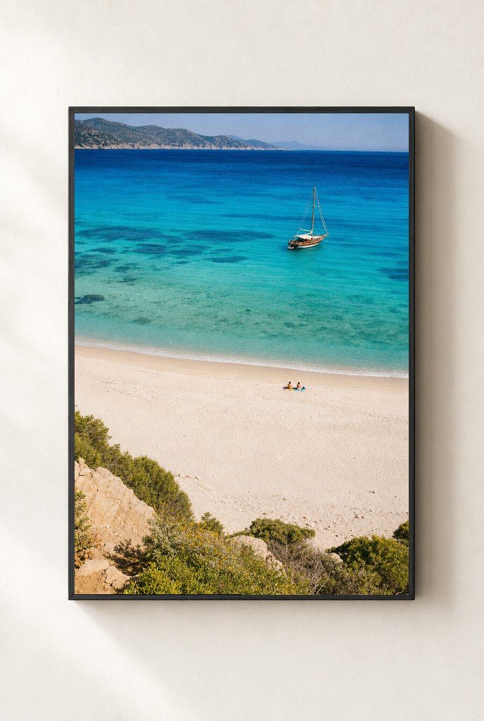 Two on an Empty Beach, framed