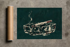 Ashtray, Teal rolled in a Drunk Dame shipping tube, ready to ship.