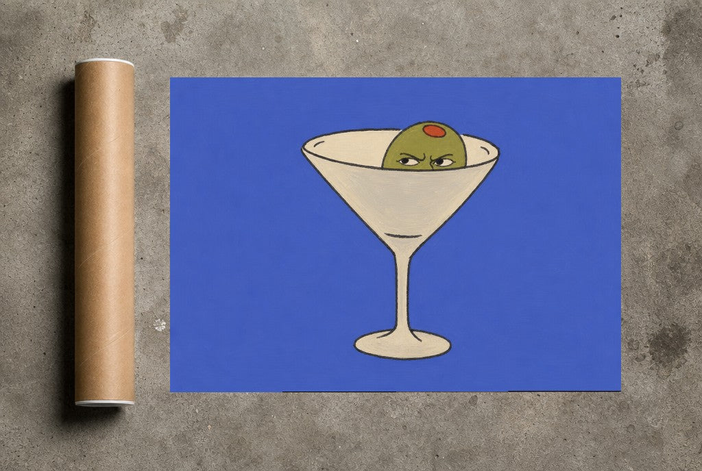 Angry Olive, Martini rolled in a Drunk Dame shipping tube, ready to ship.