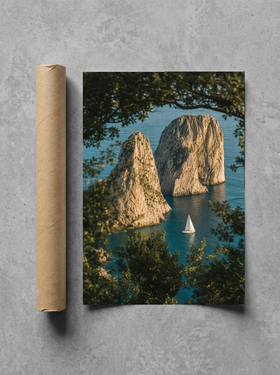 Lone Sail, Faraglioni, print and shipping tube