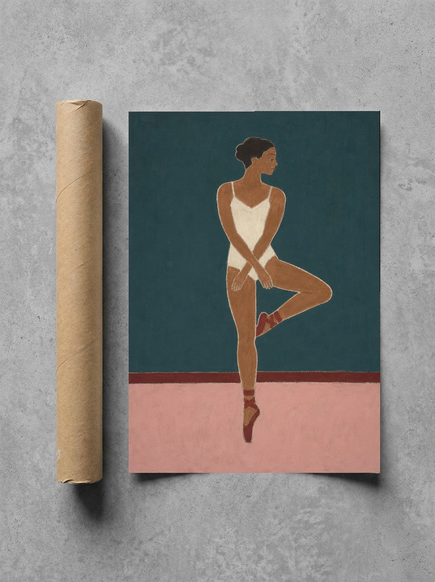 Pointe, Teal Wall rolled in a Drunk Dame shipping tube, ready to ship.