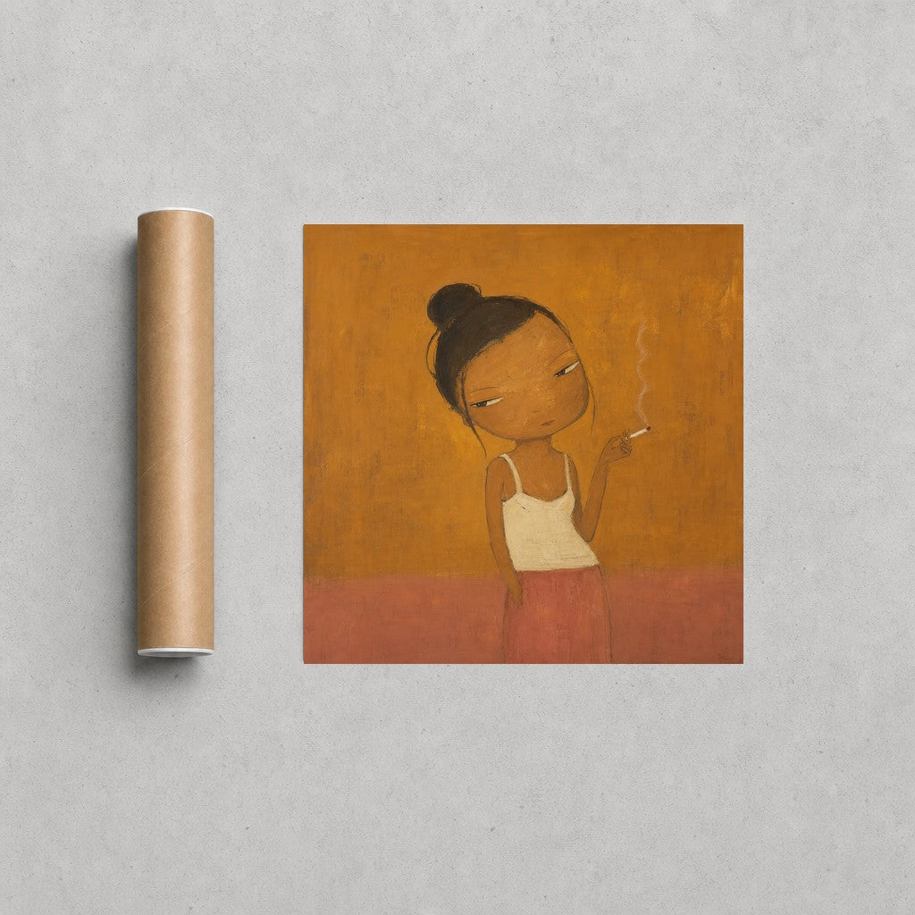 Smoke Break, Ochre, print and shipping tube