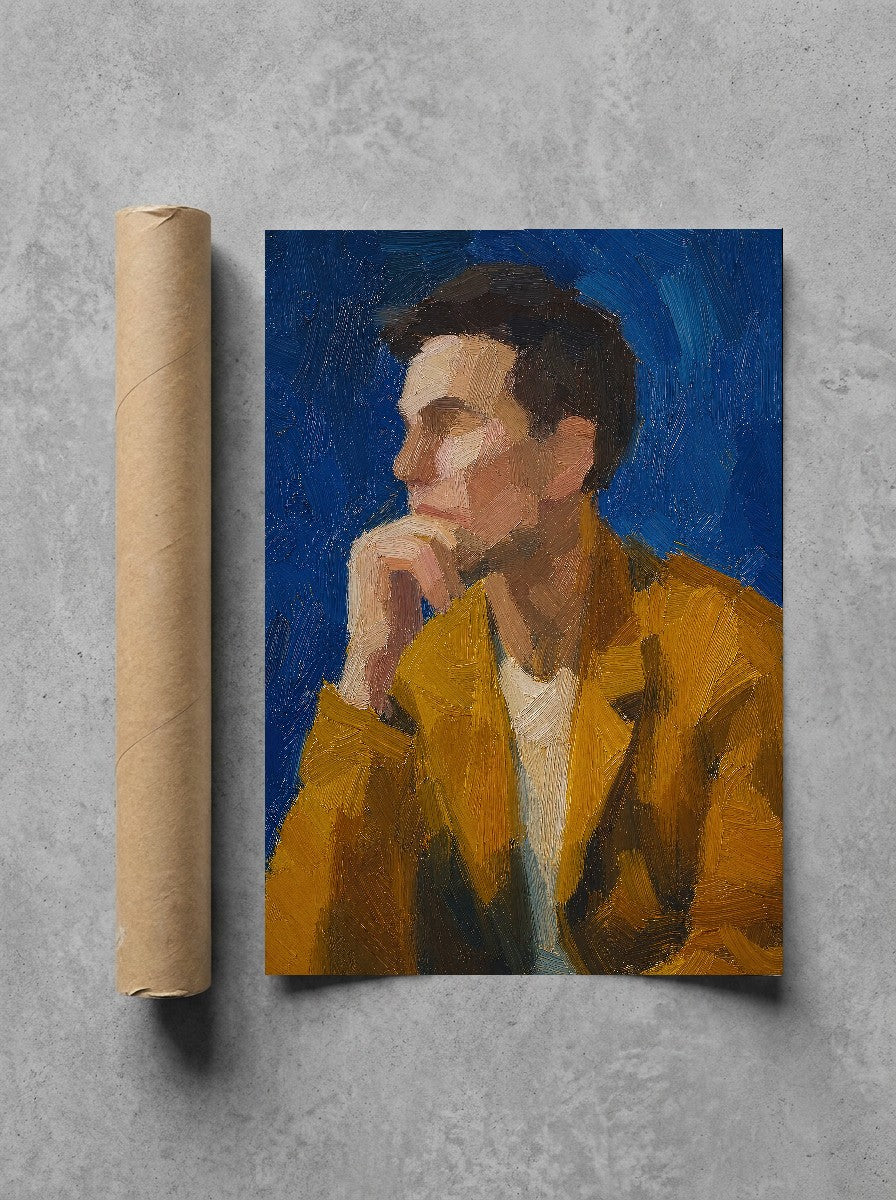 Mustard Jacket, Blue, print and shipping tube