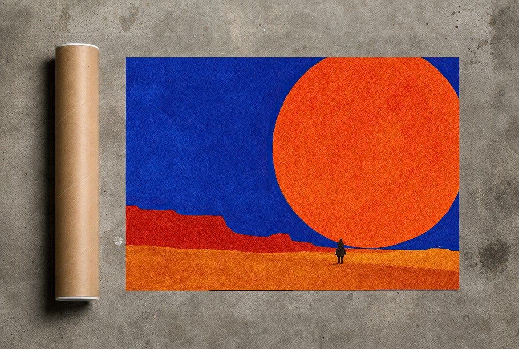 Small Rider, Big Sun, print and shipping tube