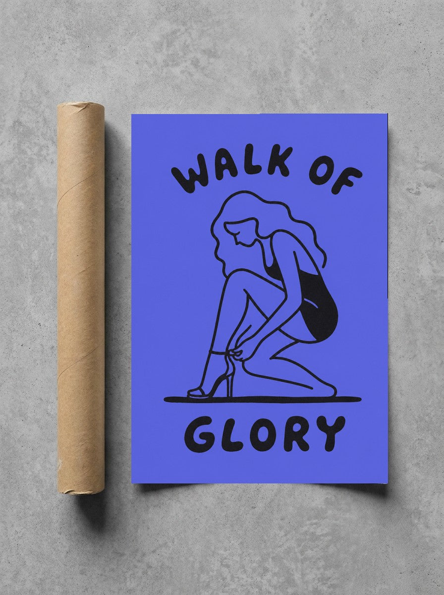 Walk of Glory rolled in a Drunk Dame shipping tube, ready to ship.