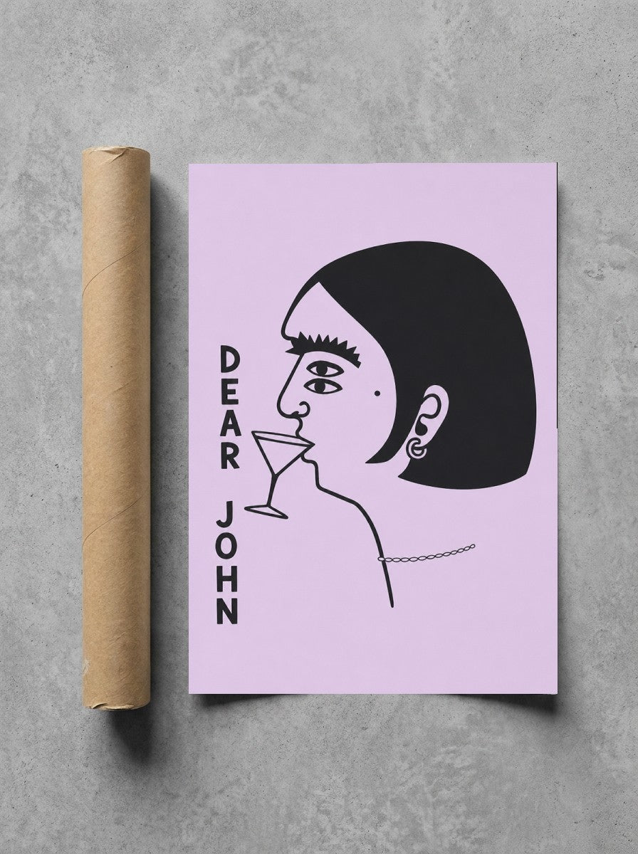 Dear John rolled in a Drunk Dame shipping tube, ready to ship.