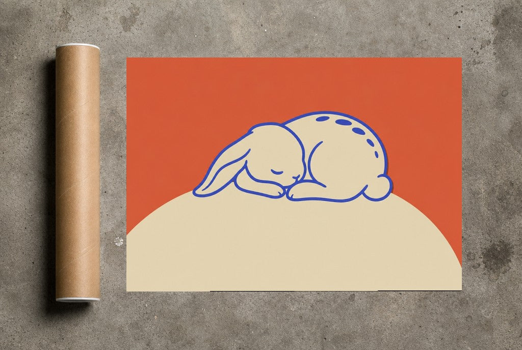 Sleeping Bunny rolled in a Drunk Dame shipping tube, ready to ship.