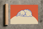 Sleeping Bunny rolled in a Drunk Dame shipping tube, ready to ship.