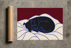 Sleeping Greyhound rolled in a Drunk Dame shipping tube, ready to ship.
