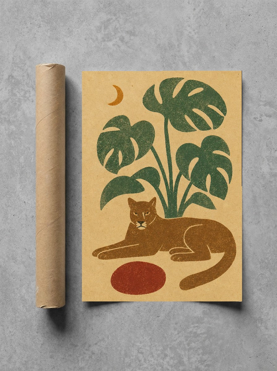 The Panther Doesn't Chase, print and shipping tube
