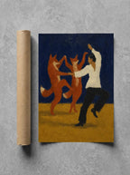 White Shirt, Red Foxes, print and shipping tube