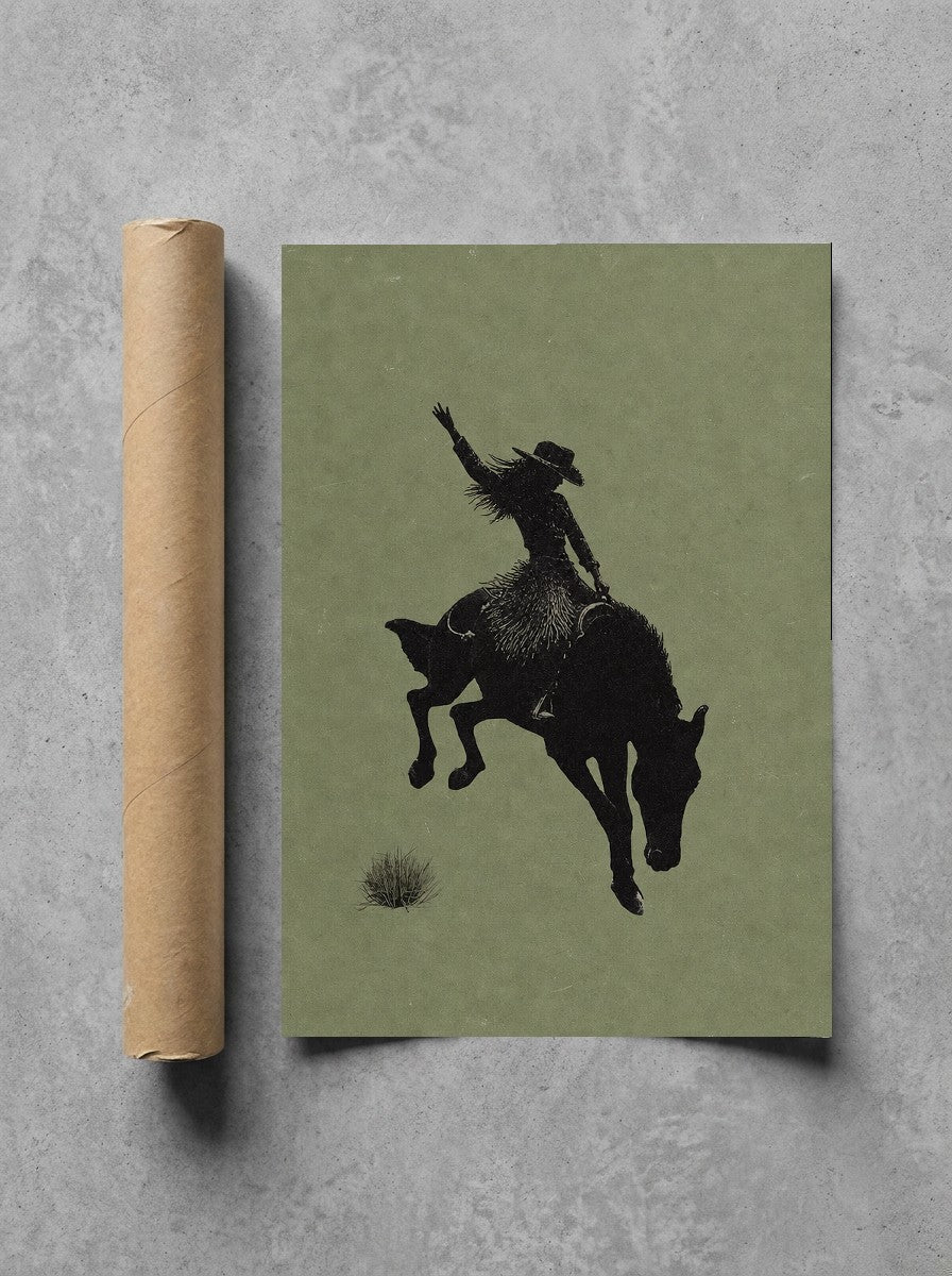 Bronc Rider, Sage rolled in a Drunk Dame shipping tube, ready to ship.