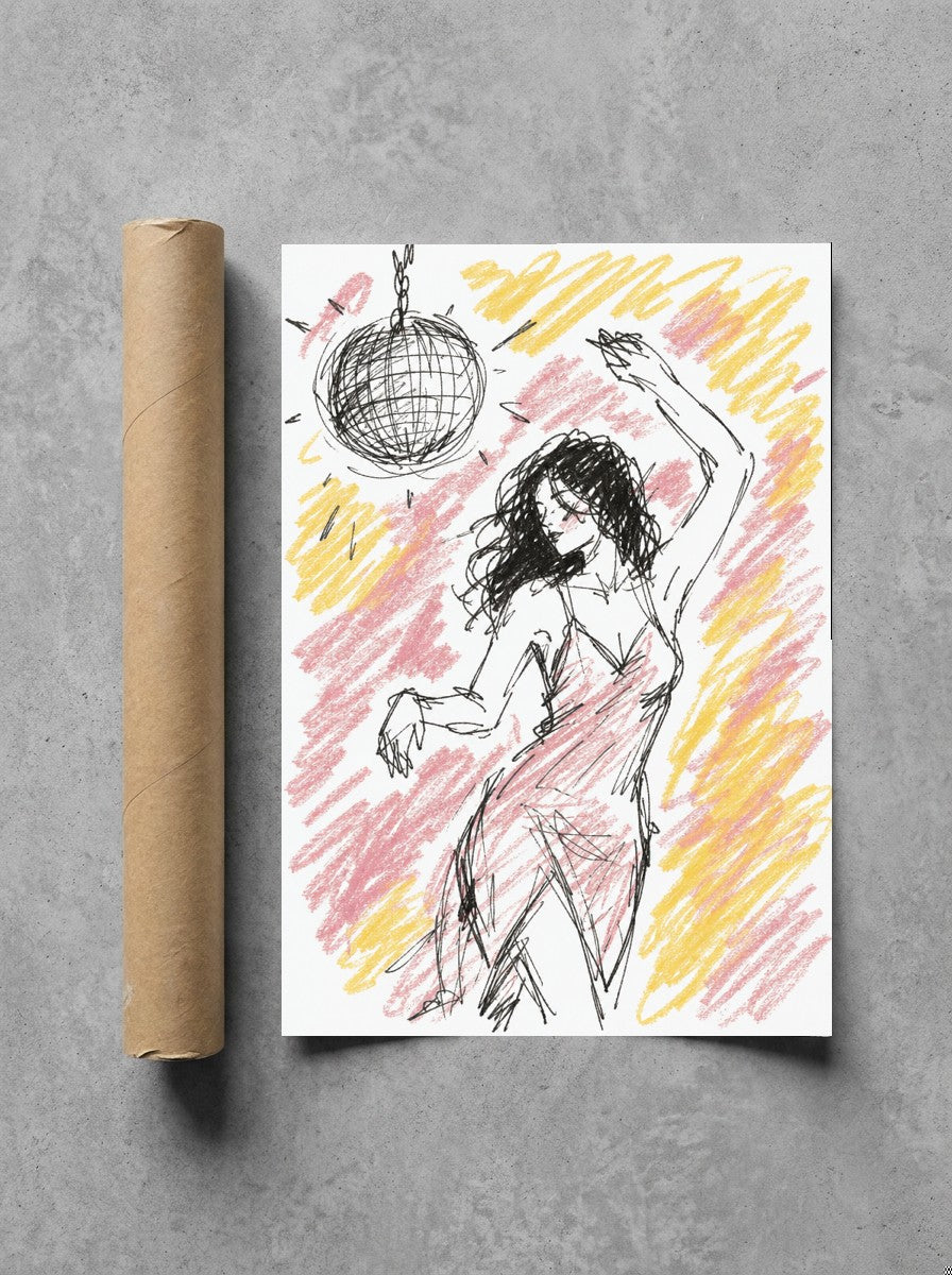 Disco Ball, Crayon rolled in a Drunk Dame shipping tube, ready to ship.