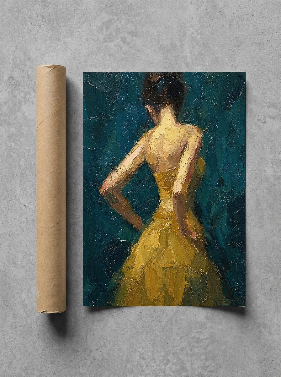 Gold Dress, Teal, print and shipping tube