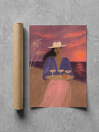Drinks at the Beach, Alone, print and shipping tube