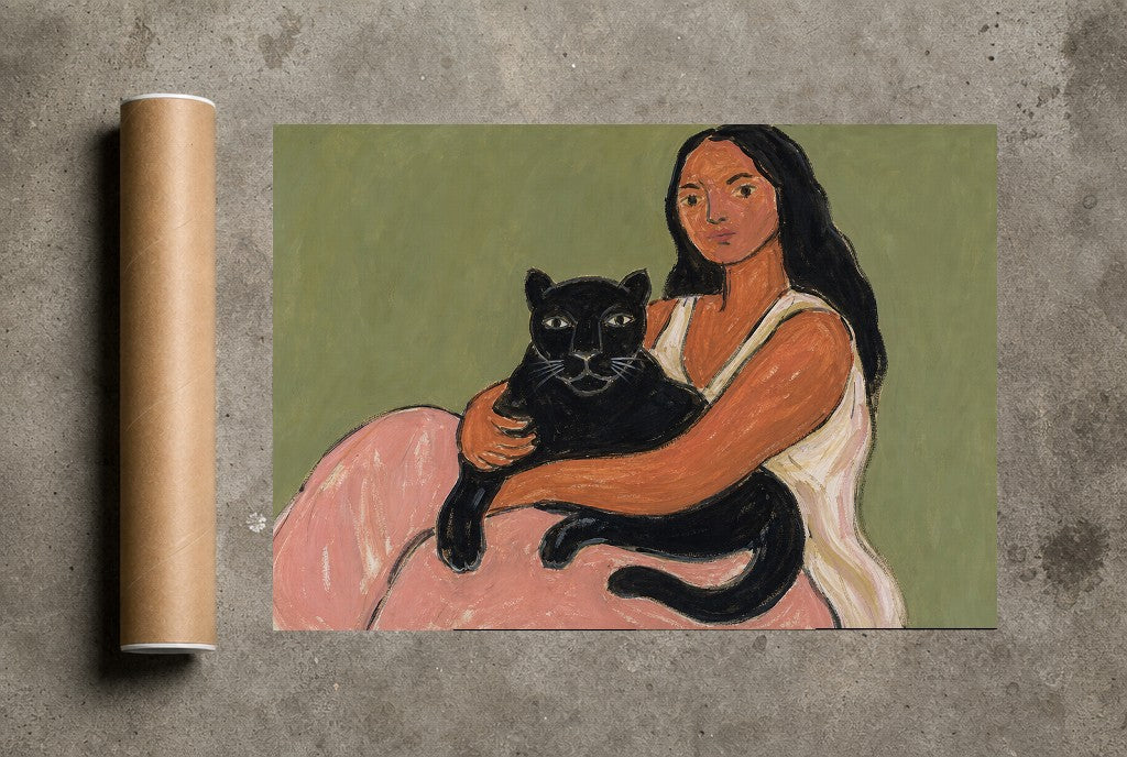 Black Cat, Held, print and shipping tube