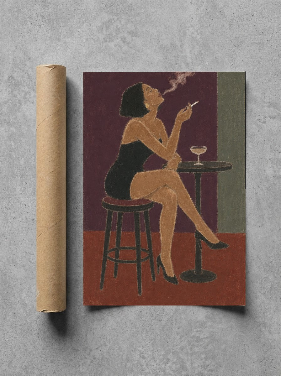 Bar Stool, Smoke rolled in a Drunk Dame shipping tube, ready to ship.