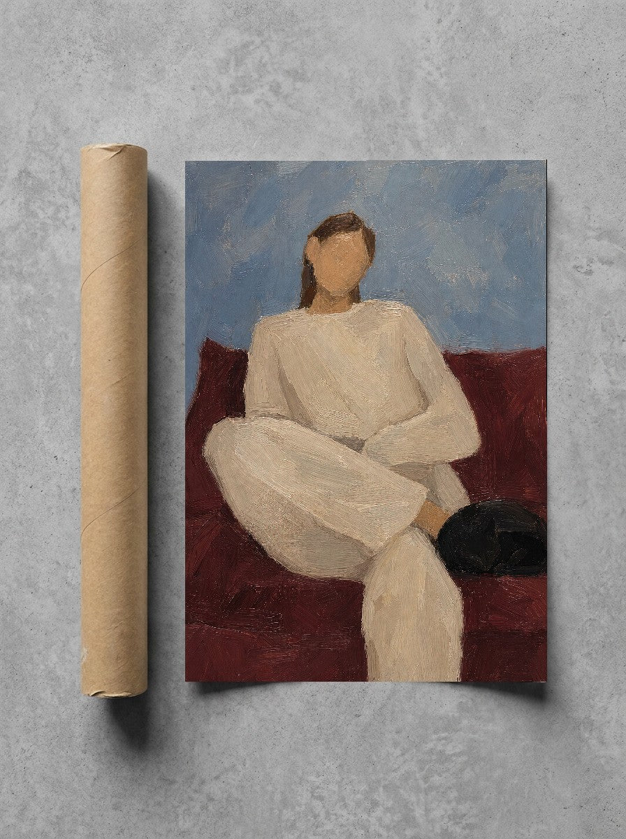 Oatmeal Knit, Oxblood Couch, print and shipping tube