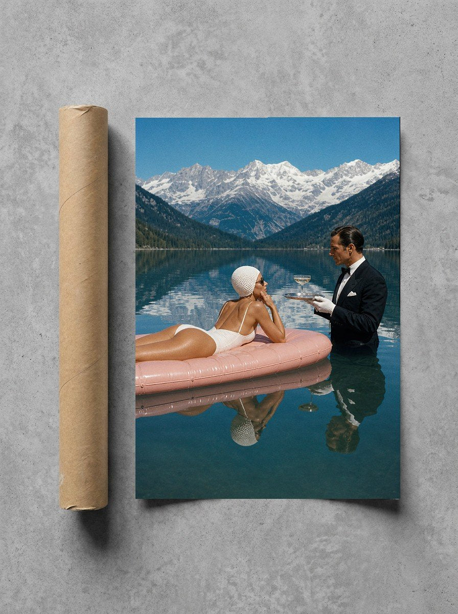 Champagne on the Lake, print and shipping tube