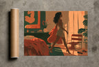 Out the Door in Coral, print and shipping tube