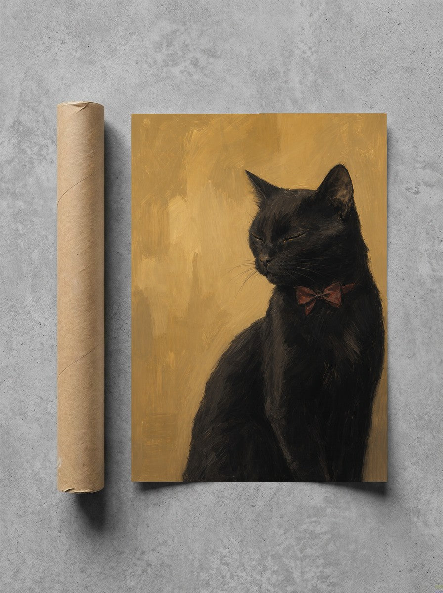 Black Cat, Red Bow rolled in a Drunk Dame shipping tube, ready to ship.