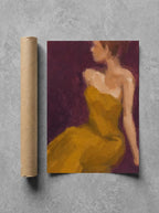 Mustard Dress, Plum, print and shipping tube