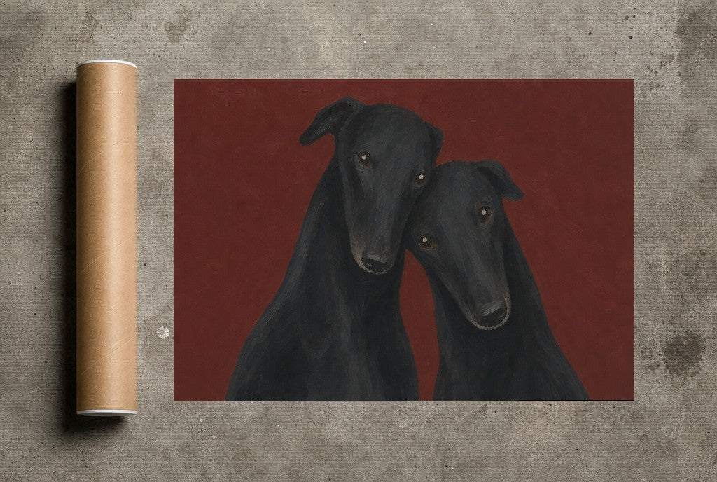 Two Greyhounds, Oxblood rolled in a Drunk Dame shipping tube, ready to ship.