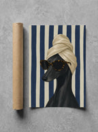 Greyhound, Hair Towel rolled in a Drunk Dame shipping tube, ready to ship.