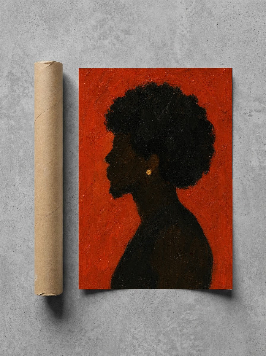Dark Afro, Burnt Orange, print and shipping tube