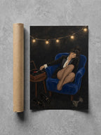 Tux, Vinyl, Cobalt rolled in a Drunk Dame shipping tube, ready to ship.