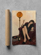 Robe, Amber Lamp rolled in a Drunk Dame shipping tube, ready to ship.