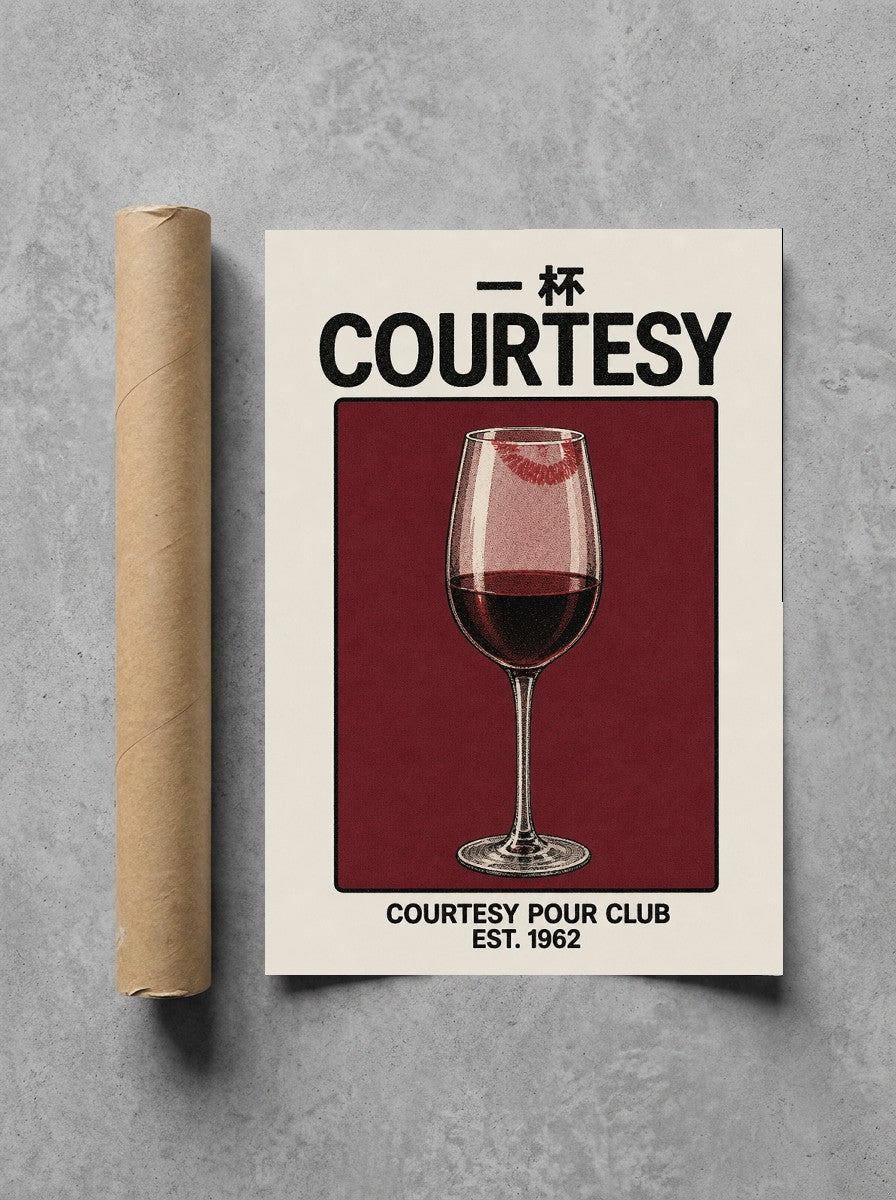 Courtesy Pour, Wine rolled in a Drunk Dame shipping tube, ready to ship.