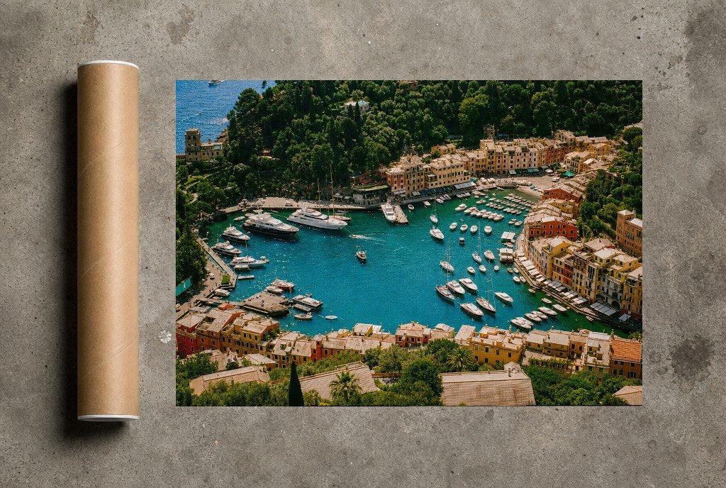 Portofino from Above, print and shipping tube