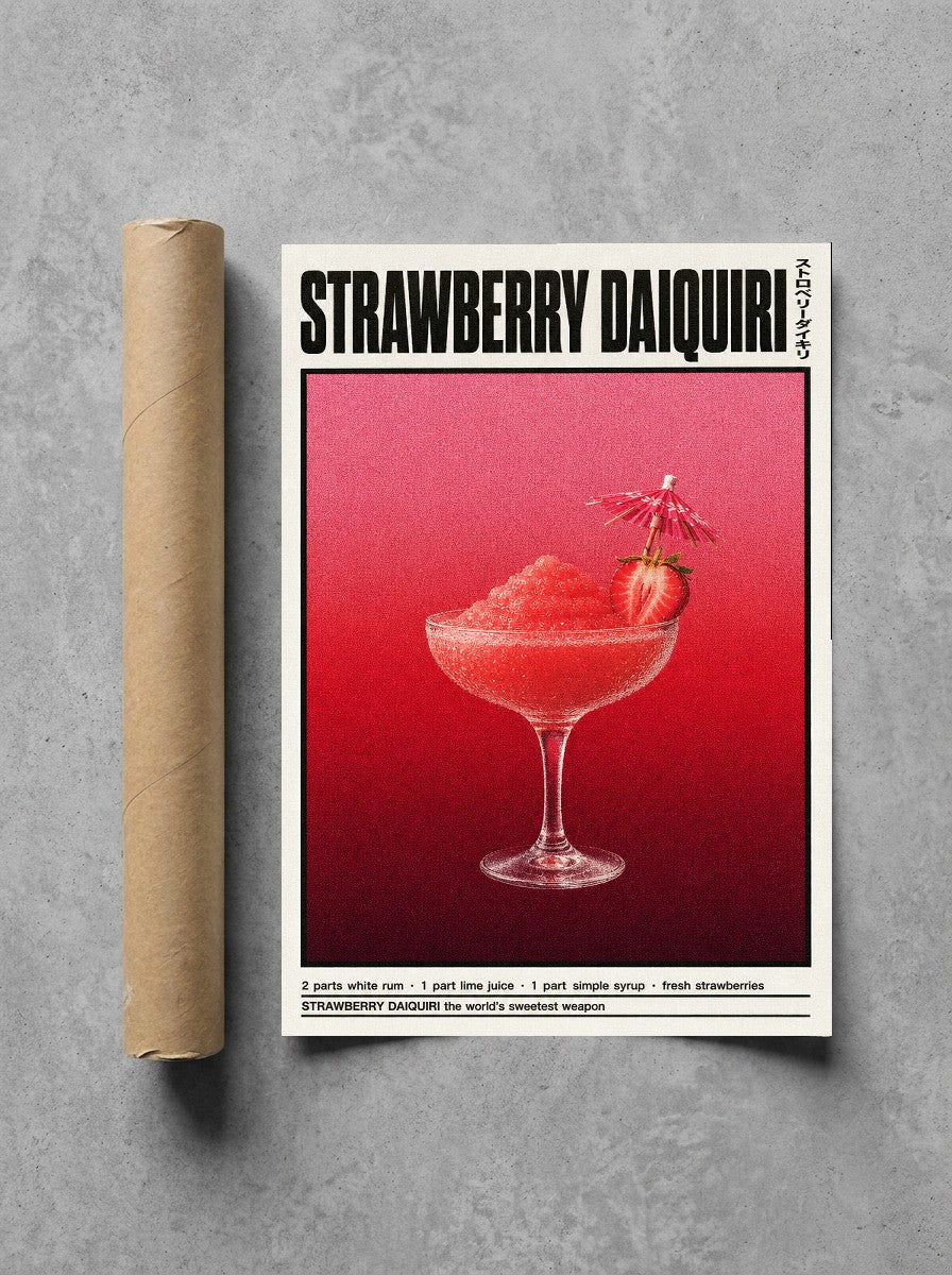 Strawberry Daiquiri rolled in a Drunk Dame shipping tube, ready to ship.