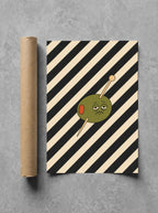 Olive on Stripes rolled in a Drunk Dame shipping tube, ready to ship.