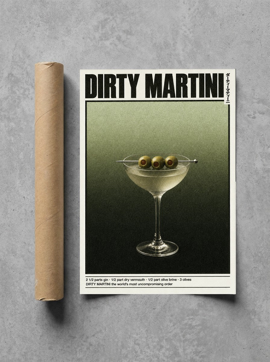 Dirty Martini rolled in a Drunk Dame shipping tube, ready to ship.