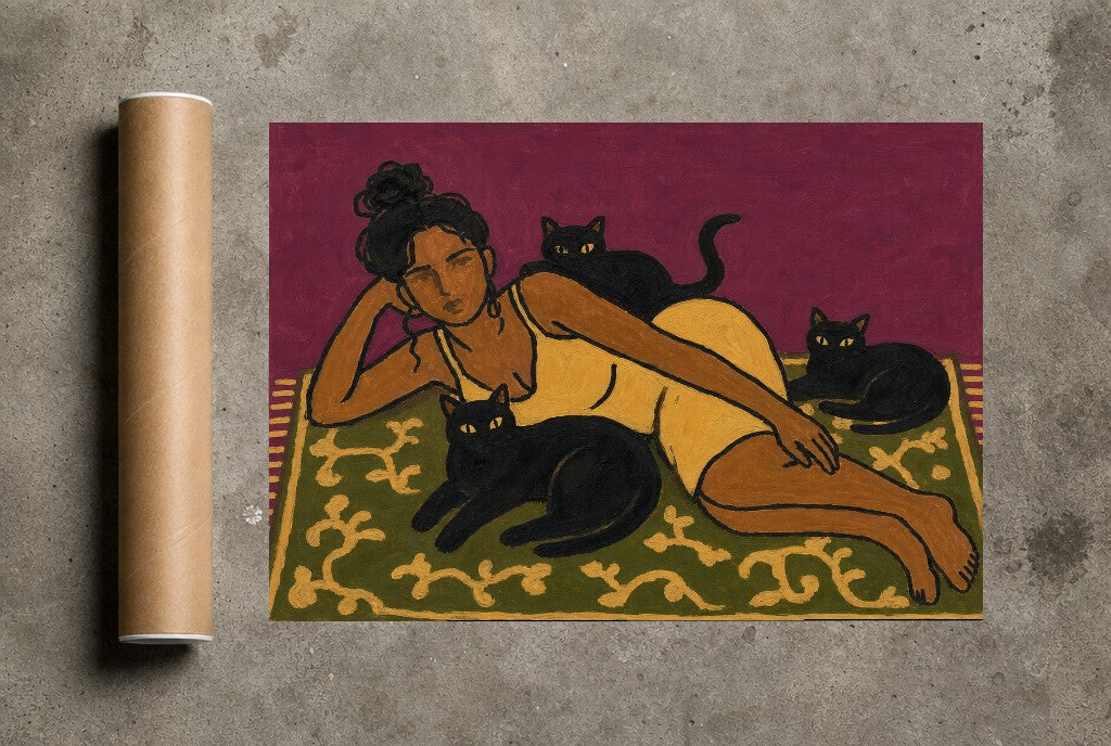 Outnumbered by Cats, print and shipping tube