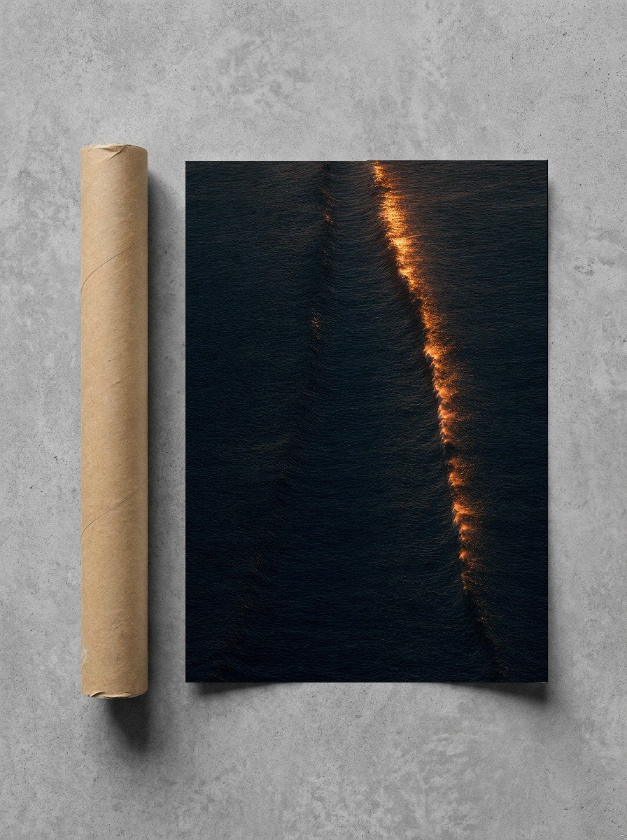 Gold on Dark Water, print and shipping tube
