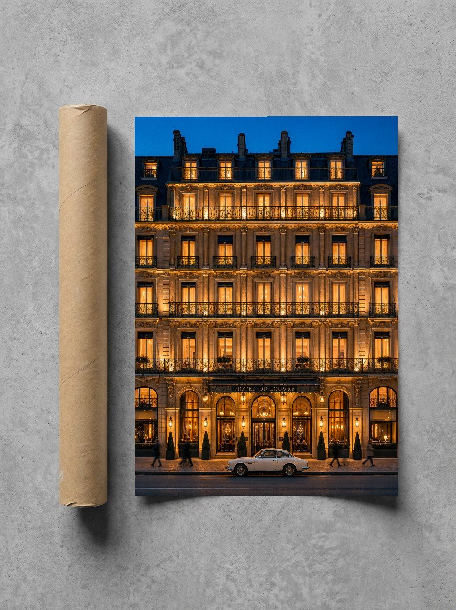 Last Car at the Louvre, print and shipping tube