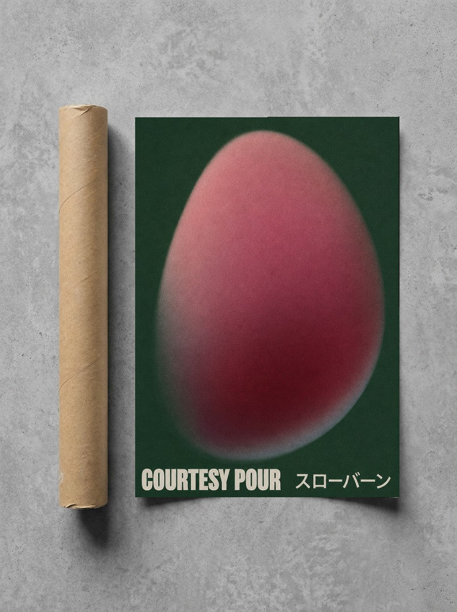 Courtesy Pour, Capsule rolled in a Drunk Dame shipping tube, ready to ship.
