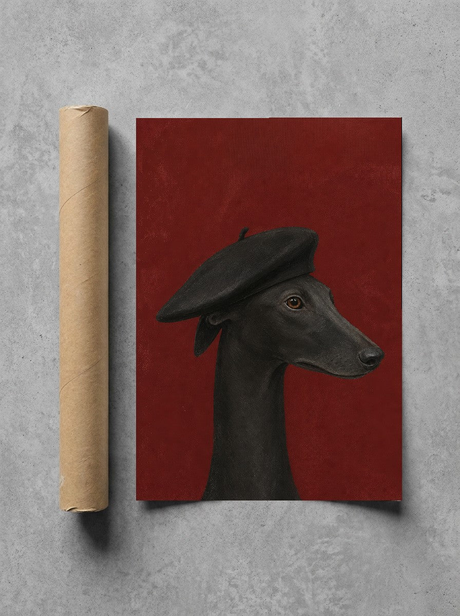 Greyhound, Black Beret rolled in a Drunk Dame shipping tube, ready to ship.