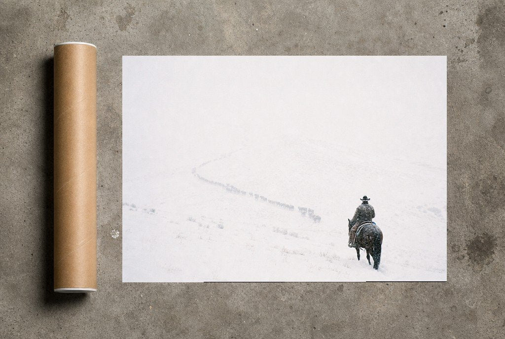 Rider in the Whiteout, print and shipping tube