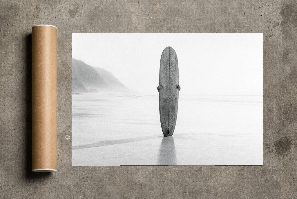 Longboard at Low Tide, print and shipping tube