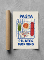 Pasta Pilates Morning rolled in a Drunk Dame shipping tube, ready to ship.