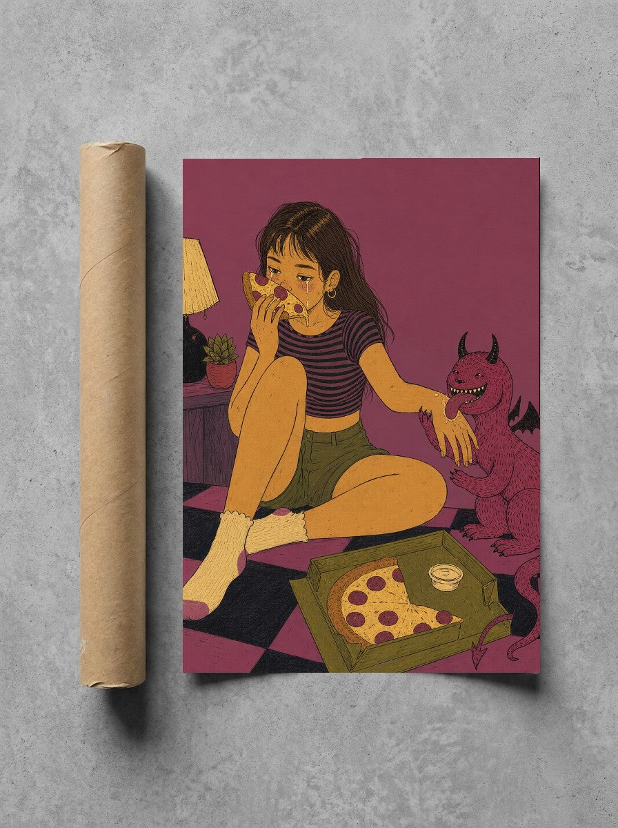 Pizza for One (Plus Him), print and shipping tube