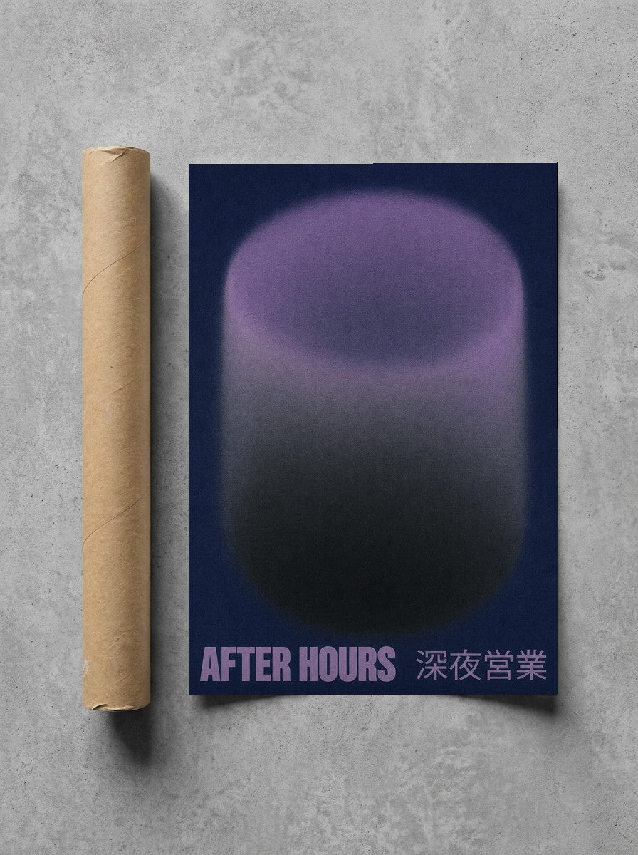 After Hours, Purple rolled in a Drunk Dame shipping tube, ready to ship.