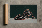 Black Heel, Teal rolled in a Drunk Dame shipping tube, ready to ship.
